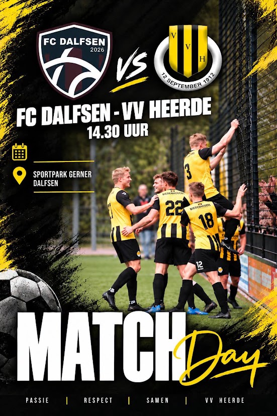 HEERDE BEGINT COMPETITIE MET GELIJKSPEL BIJ FC DALFSEN