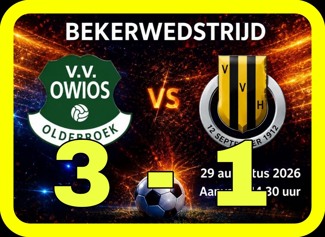 OWIOS TREKT AAN LANGSTE EIND IN EERSTE BEKERWEDSTRIJD VV HEERDE (3-1)